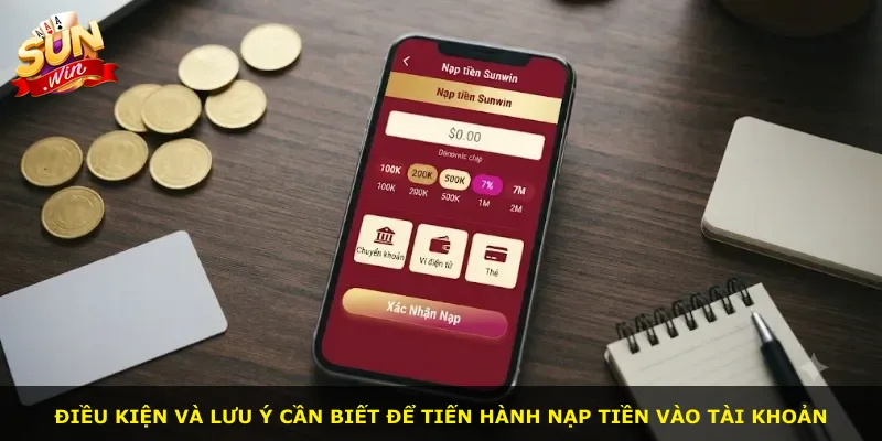 Điều kiện và lưu ý cần biết để tiến hành nạp tiền vào tài khoản