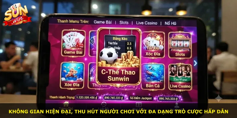 Không gian hiện đại, thu hút người chơi với đa dạng trò cược hấp dẫn