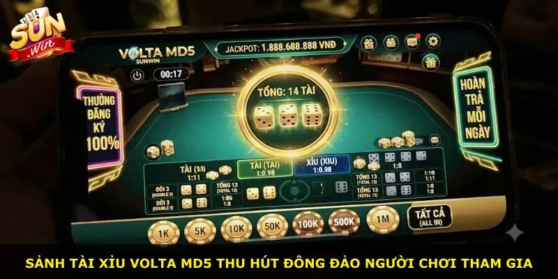 Sảnh Tài Xỉu Volta MD5 thu hút đông đảo người chơi tham gia
